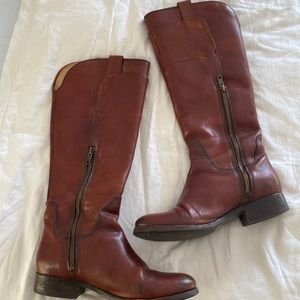 Red brown leather Frye boots